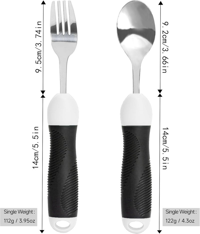 BakeBloom Adapted Utensils, Weighted Silverware for Hand Tremors, Special Spoon & Fork Set, Weak Hand Grip & Handicapped & Parkinsons Aids for Elderly, Arthritis, Useful Gifts for Elderly - Image 3